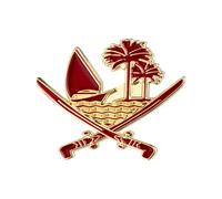 Qatar Crossed Swords & Boats Metal Enamel Pin Badge Red Gold National Heritage Souvenir Gift Accessory 3cm x 2.3cm