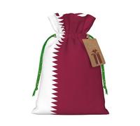 Qatar flag Print Christmas Bags with Drawstrings, Christmas Treat Pouches, Party Favor Bags M