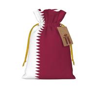 Qatar flag Print Christmas Bags with Drawstrings, Christmas Treat Pouches, Party Favor Bags S
