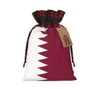 Qatar flag Print Drawstring Bags, Candy Snack Bag, Reusable Holiday Pouches for Wrapping & Storage S