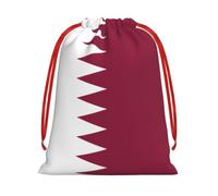 Qatar flag Print Drawstring Bags, Soft Plush Pouch Gift Bag, Christmas Favour Bags, Reusable Jewellery Storage Pouches for Party Wedding Candy Packaging Medium