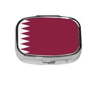 Qatar Flag Square Pill Box Lightweight and Portable, with 2 Plastic Inserts, Suitable for Carrying in Pockets or Wallets.