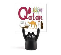 Qatar National Symbol Landmark Pattern Memo Holder Cartoon Black Cat Stand Decoration