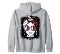 Qatari Woman Flag Turban Sunglasses Style Zip Hoodie