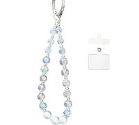 QATYYY Sparkle Crystal Pearl Phone Wrist Strap for Women, Sparkling Beaded Cellphone Lanyard Chain, Bling Glam Wristlet Bracelet, Fashion Phone Accessory Gift (White)