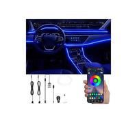 QAUBEN Car Interior Ambient Lighting Kit USB 64 Colors Bluetooth APP Control Car Atmosphere Light DIY Multicolor Sound Music Sync Car Interior Lighting 3m Fiber Optic DC 12V with car Charger