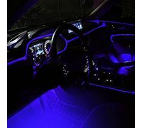 QAUBEN Car Interior Strip Lights, 5 in 1 Multicolor RGB Car Footwell Ambient Lighting, 6m Fiber Optic EL Neon Tube Light, DIY Mode Music Sync RF Remote Control DC 12V