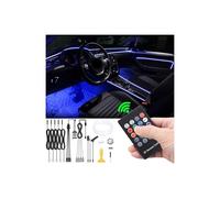 QAUBEN Car Interior Strip Lights, 5 in 1 Multicolor RGB Car Footwell Ambient Lighting Kit, 6m Fiber Optic EL Neon Tube Light, DIY Mode Music Sync RF Remote Control DC 12V
