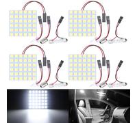 QAUBEN Super White Energy-saving 5050 36-SMD LED Panel Dome Light Auto Car Interior Reading Plate Light Roof Ceiling Interior Wired Lamp+T10 BA9S Festoon Adapter DC 12V 4pcs