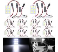 QAUBEN Super White Energy-saving 5050 6-SMD LED Panel Dome Light Auto Car Interior Reading Plate Light Roof Ceiling Interior Wired Lamp+T10 BA9S Festoon Adapter DC 12V 10pcs