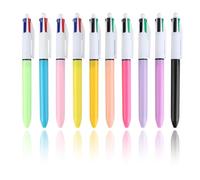Qaum 10 Colours Christmas Multi All-in-One Retractable Ballpoint Pens, Black, Blue, Green, Red Ink, Medium Point 1.0mm, Assorted Metallic Barrels, Gifts for Boys and Girls