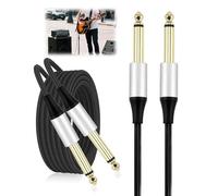 Qaum 2 Packs Guitar Cable Braided 2M/6.6FT 6.35mm 1/4 Inch Electric Guitars Instrument Cables Noiseless Audio Straight TS Jack Lead for ELectric Bass, Amp, Mandolin, Keyboard, Speaker