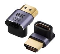 Qaum Right Angle HDMI Adapter 8K 2 Packs Male to Female HDMI 90 Degree Adapters 2.1 with Indicator Support 8K@60hz, 4K@120hz for TV, HDTV Laptop, Monitor, DVR, Connector 90 and 270 Degrees