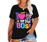 QAUN 80s Baby 90s Made Me Shirt: Women Plus Size 90s Outfits Shirts Retro 80's Nostalgia Tshirt, Black, 4XL Plus
