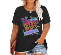 QAUN 80s Baby 90s Made Me Shirt: Women Plus Size 90s Outfits Shirts Retro 80's Nostalgia Tshirt, Darkgrey, XXL Plus