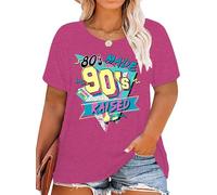 QAUN 80s Baby 90s Made Me Shirt: Women Plus Size 90s Outfits Shirts Retro 80's Nostalgia Tshirt, Pink, 4XL Plus