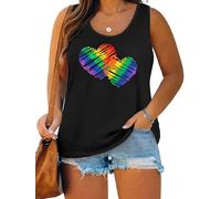 QAUN Plus Size Gay Pride Tank Tops Women Rainbow Graphic Shirts LGBT Equality Tshirt Pride Ally Sleeveless Top, Black8, 3XL Plus