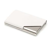 QAUUCP Business Card Holder Laser Engraved Logo Luxury Wallet PU Leather Business ID Credit Card Holder for Women Men Fashion Brand Metal Aluminum Card Case for Men or Women(White)
