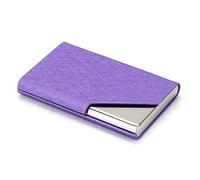 QAUUCP Business Card Holder Laser Engraved Logo Luxury Wallet PU Leather Business ID Credit Card Holder for Women Men Fashion Brand Metal Aluminum Card Case for Men or Women(Purple)