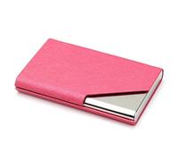 QAUUCP Business Card Holder Laser Engraved Logo Luxury Wallet PU Leather Business ID Credit Card Holder for Women Men Fashion Brand Metal Aluminum Card Case for Men or Women(Red)