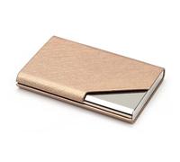 QAUUCP Business Card Holder Laser Engraved Logo Luxury Wallet PU Leather Business ID Credit Card Holder for Women Men Fashion Brand Metal Aluminum Card Case for Men or Women(Coffee Gold)