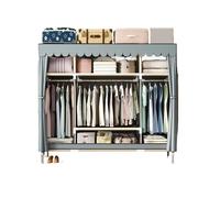QAUUCP Canvas Wardrobe Non-Woven Wardrobe Portable Clothes Closet Fabric Wardrobe Sturdy Waterproof Double Rod Storage Organizer