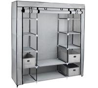 QAUUCP Canvas Wardrobe Practical Fabric Canvas Wardrobe Hanging Rail Sheing Clothes Storage Cupboard