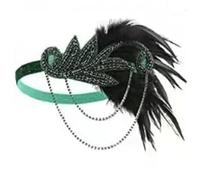 QAUUCP Feather Headband Ecowalson 1920's Headband Costume Props Charleston costume accessories Flapper Headpiece Great Gatsby feather beaded headband(Pink)