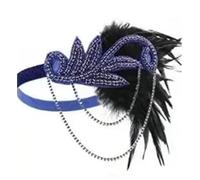 QAUUCP Feather Headband Ecowalson 1920's Headband Costume Props Charleston costume accessories Flapper Headpiece Great Gatsby feather beaded headband(Grey)