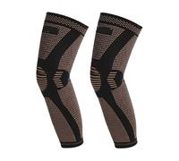 QAUUCP Full Leg Compression Sleeves Lengthened Warm Knee Pads Stretchy Sweat-absorbent X Pressurized Breathable Copper Knitted Nylon Fabric Non-slip Silicone(2PCS,S)