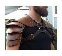 QAUUCP Knight Armour Medieval Costume PU Leather Adjustable Shoulder Armors For Men Women Cosplay(Brown)
