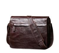 QAUUCP Leathers Messenger Bag Classic Flap Messenger Bag Casual Leather Shoulder Men's Briefcase Crossbody Computer For 13 Inch Laptop