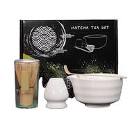 QAUUCP Matcha Tea Set 4/7pcs Matcha Making Set Matcha Brush Exquisite Matcha Bowl Box with Whisk(4pcs White)