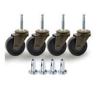 QAVBFA 1-1/2 Inch Antique Brass Caster Wheels, Rubber Casters 5/16 Inch x 1-1/2 Inch (8 x 38mm) Stem Sockets Caster for Sofa, Chair, Cabinet, Dresser Vintage Furniture Set of 4