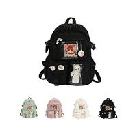 qavcg Sage Green Kawaii Backpack with Kawaii Pin and Accessories, Large Capacity Waterproof School Backpack for Teens Girls, 30x40x11cm