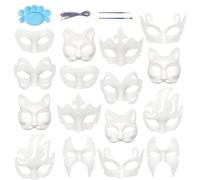 Qavctw 16PCS DIY White Masks Paper Cosplay Christmas Party Mask Unpainted Plain Craft Masquerade Masks for Christmas Mardi Gras Party Mask