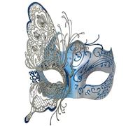 Qavctw Masquerade Half Face Metal Mystery Mask for Men and Women - Halloween Ball, Laser Cut Venetian, Mardi Gras