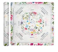 QAWRZZPR Flowers Mahjong Mat - 33"x33" Noise Reduction Non-Slip Rubber Gaming Mat for American Mahjong Table, Vibrant Colourful Floral Design, Compatible with Mahjong Tile Set & Racks