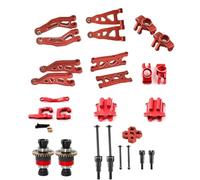 QAWSED RC car Components Compatible With Arrma For MOJAVE For GROM OP 1/14 RC Car Upgrade Parts Metal Steering Block Suspension Arm Drive Shaft Gearbox Cover(Red)