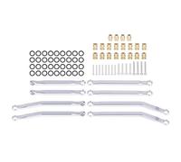 QAWSED RC car Components Compatible With AXIAL 1/30 RC Car SCX30 For Bronco For Wrangler For JLU Parts Aluminum Front Rear High Clearance Link Rods Set(Silver)