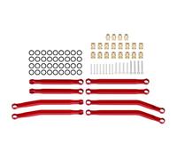 QAWSED RC car Components Compatible With AXIAL 1/30 RC Car SCX30 For Bronco For Wrangler For JLU Parts Aluminum Front Rear High Clearance Link Rods Set(Red)