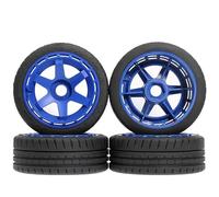 QAWSED RC car Components Compatible With KM For Rally WRC Citron For MJX For Hyper Go 7303 7304 1/7 1/8 RC Car Parts 4Pcs 110mm Off-Road Tires Wheel 17mm Hex(Blue)