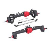 QAWSED RC car Components Compatible With SCX10 III 1/10 RC Crawler Parts Aluminum Offset Front Rear Portal Axle Set With 3 Section CVD Driveshaft Two Servo Mount
