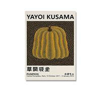 QAWY Yayoi Kusama Tokyo Exhibition Poster Wall Art Printing Modern Abstract Orange Prints Family Frameless Canvas Painting A5 60x90cm