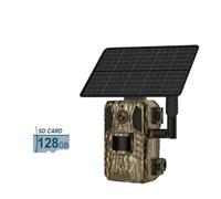 QAXRZCUCD 4G Solar Hunting Trail Camera Outdoor 4MP Night Vision PIR Motion Detection 7800mAh Battery Waterproof Wildlife Crisp Images And Videos(4G Camera Add 128G)