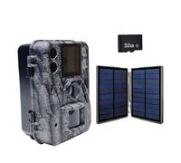 QAXRZCUCD Trail Camera Optional Solar SG520-Plus 4K/37MP Dual Flash(Black IR&White LED) Wildlife Game 940nm For Outdoor Crisp Images And Videos(Cam 32G and Solar)