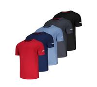 QAYMZUMD 5 Pack Quick Dry T Shirt Running Shirts Men Sport Tops Mens Breathable Moisture Wicking Active Workout Shirts Cool Dry Running Tops Short Sleeve for Exercise-Black/Grey/Navy/Haze/Red-XL