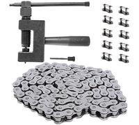 QAZAKY 415 Heavy Duty Chain 110 Link + Chain Breaker Cutter Link Remove Tool for 49cc 50cc 60cc 70cc 80cc 2-stroke Engine Motorized Bicycle Bike Motorcycle ATV Mower Mini Dirt Bikes 415-110L