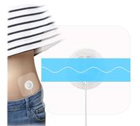 QaZanteiar 20 Pack Universal Insulin Pump Patch, Infusion Sets with 21mm Hole for Adhesive Paste for CGM Sensors,Square&Hypoallergenic Transparent Centre with No Adhesive CGM Patches,Blue