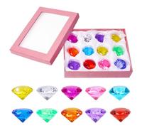 Qaziuy 12Pcs Big Size Acrylic Diamond,Colorful Large Diamonds Pirate Jewels Treasure Crystal Gems with Gift Box,Plastic Jewels for Crafts Party Favors Decor Easter Prizes